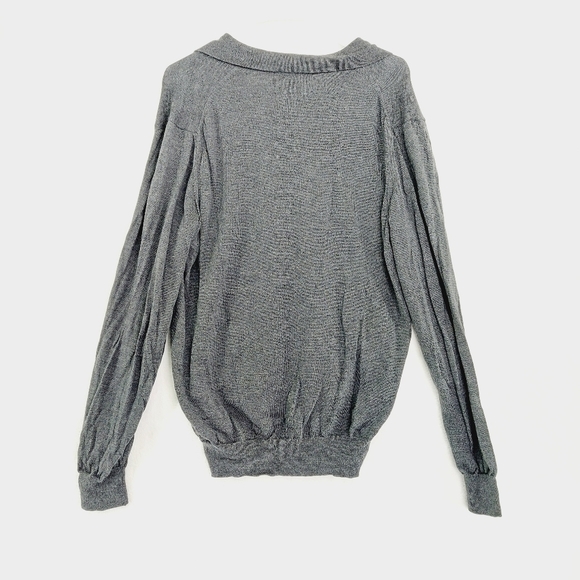 Black Brown 1826 Fine Knit Merino Wool Collared 1/4 Button Sweater P4157 - Picture 4 of 6